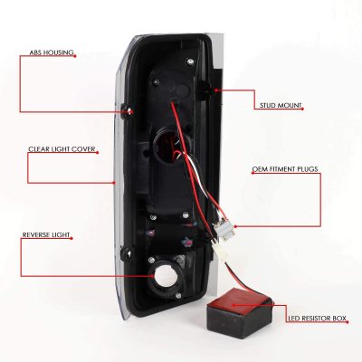 Ford F150 1989-1996 Black Tube LED Tail Lights