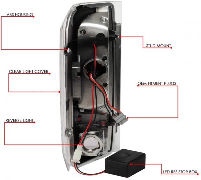 Ford F350 1989-1997 Chrome LED Tail Lights