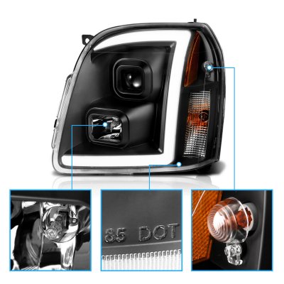 GMC Yukon XL 2007-2014 Black LED DRL Projector Headlights