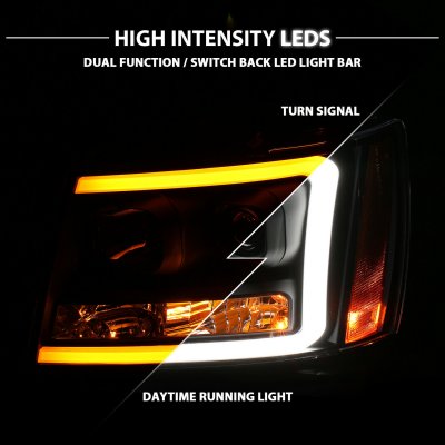Chevy Suburban 2007-2014 Black DRL Projector Headlights LED DRL Dynamic Signal