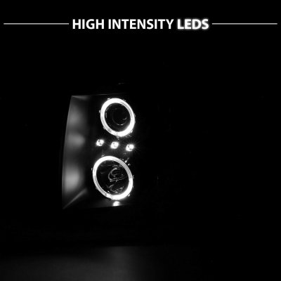 Chevy Silverado 2007-2013 Black Projector Headlights Halo LED