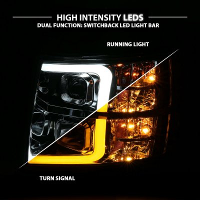 Chevy Silverado 2007-2014 DRL Tube Projector Headlights LED DRL Dynamic Signal