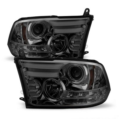 Dodge Ram 3500 2013-2018 Smoked Projector Headlights Tube DRL