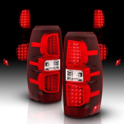 Chevy Avalanche 2007-2014 Red and Clear LED Tail Lights