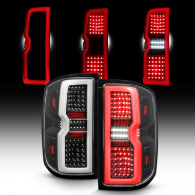 GMC Sierra 3500HD Dually 2015-2018 Black Tube Full LED Tail Lights