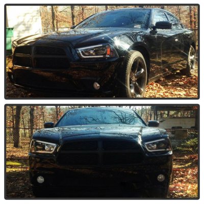 Dodge Charger 2011-2014 Black Projector Headlights LED DRL