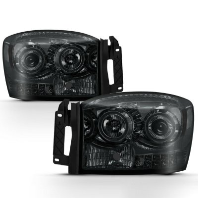 Dodge Ram 2006-2008 Smoked Halo Projector Headlights LED