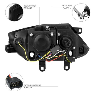 BMW Z4 2003-2008 Black Halo HID Projector Headlights