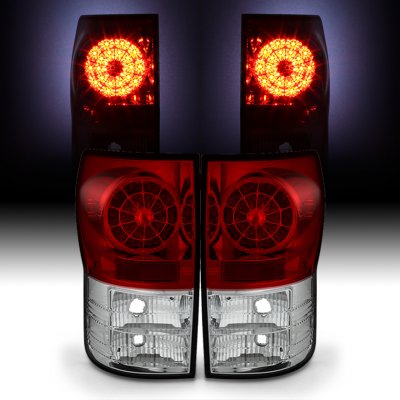 Toyota Tundra 2007-2013 Red and Clear Ring LED Tail Lights