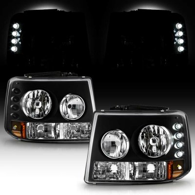 Chevy Suburban 2000-2006 Black Headlights and Bumper Lights Conversion with LED