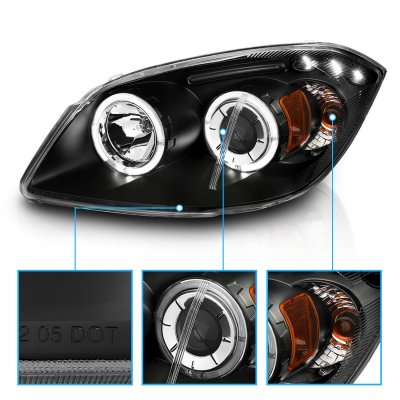 Chevy Cobalt 2005-2010 Projector Headlights Black Halo LED