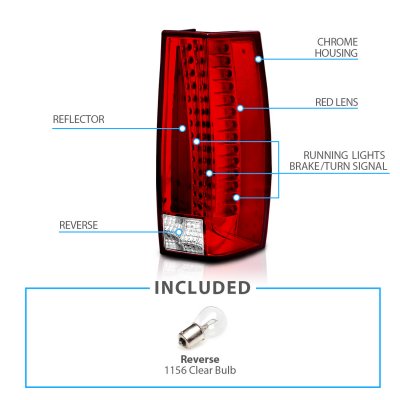 GMC Yukon Denali 2007-2013 Red and Clear LED Tail Lights