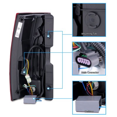 GMC Yukon Denali 2007-2013 Red and Clear LED Tail Lights