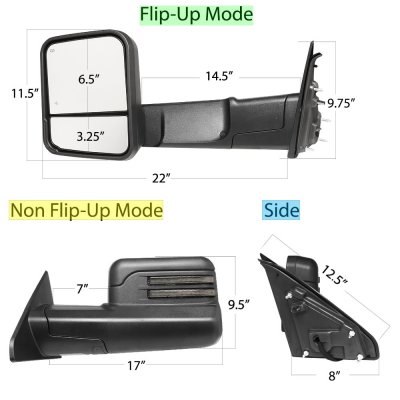 Dodge Ram 2009-2018 New Tow Mirrors Switchback LED DRL Sequential Signal