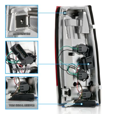 Chevy 3500 Pickup 1988-1998 Red Tube LED Tail Lights