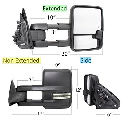 GMC Sierra 1500HD 2001-2002 Power Folding Tow Mirrors Smoked Switchback LED DRL Sequential Signal