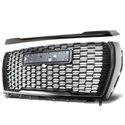GMC Yukon 2021-2024 Glossy Black Denali Style Grille and Hood Molding Trim