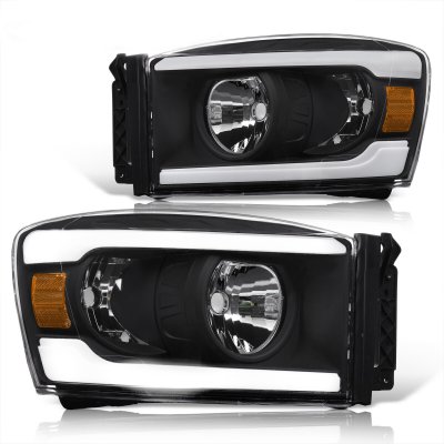 Dodge Ram 2500 2006-2009 Black LED DRL Headlights
