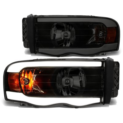 Dodge Ram 3500 2003-2005 Black Smoked LED DRL Headlights