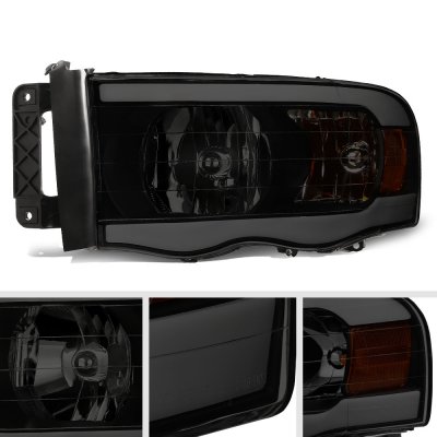 Dodge Ram 3500 2003-2005 Black Smoked LED DRL Headlights