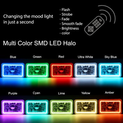 Pontiac Firebird 1977-1981 Color LED Halo Sealed Beam Headlight Conversion High Low Beams