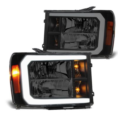GMC Sierra 2500HD 2007-2014 Black Smoked LED DRL Headlights