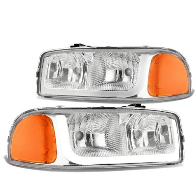 Smoke DRL LED Headlights + Bumper Lamps For GMC Yukon/Sierra Denali | Amber Reflector