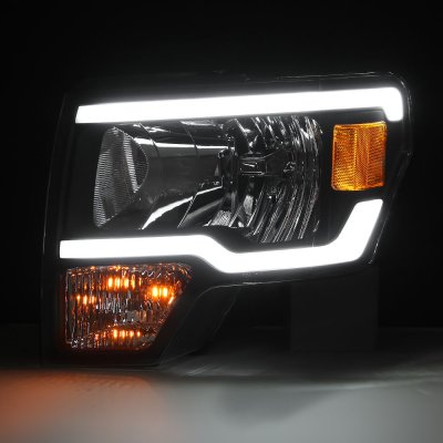 Ford F150 2009-2014 Black LED DRL Headlights
