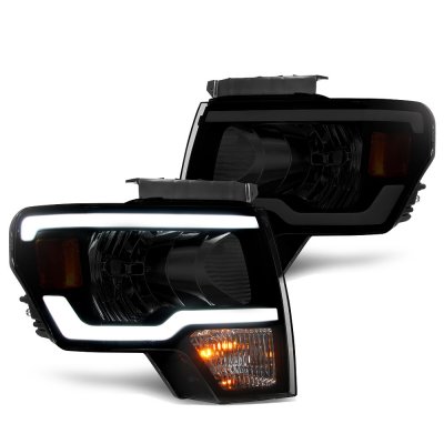 Ford F150 2009-2014 Black Smoked LED DRL Headlights