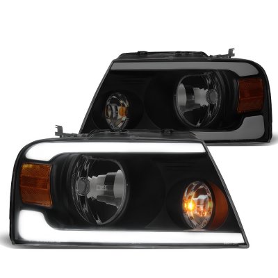Ford F150 2004-2008 Black Smoked LED DRL Headlights