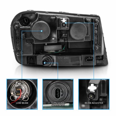 Chevy TrailBlazer LT 2006-2009 Black LED DRL Projector Headlights