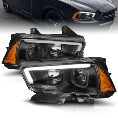 Dodge Charger 2011-2014 Black LED DRL Projector Headlights