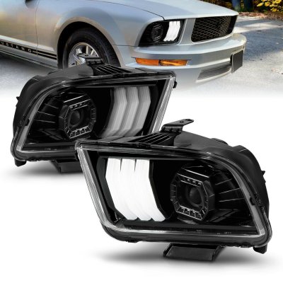 Ford Mustang 2005-2009 Black Projector Headlights LED DRL