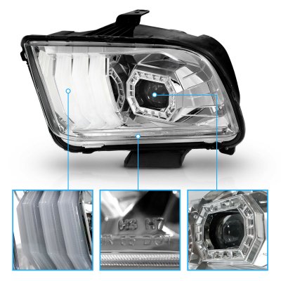 Ford Mustang 2005-2009 Projector Headlights LED DRL