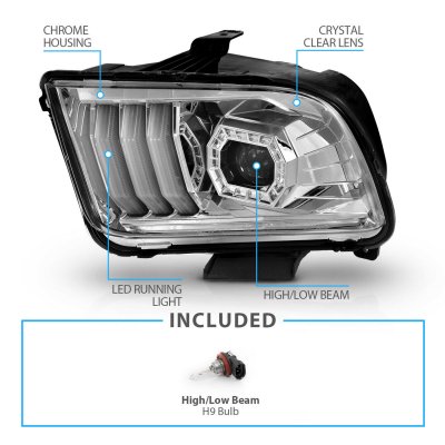 Ford Mustang 2005-2009 Projector Headlights LED DRL