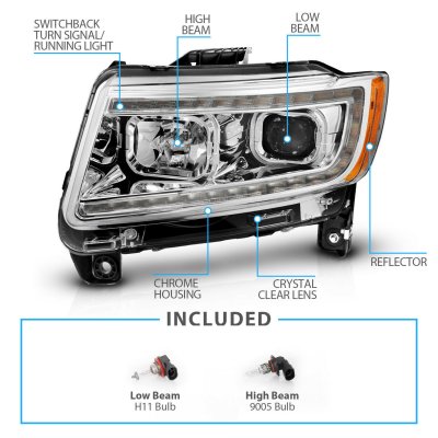 Jeep Grand Cherokee 2011-2013 Projector Headlights LED DRL Switchback Signals