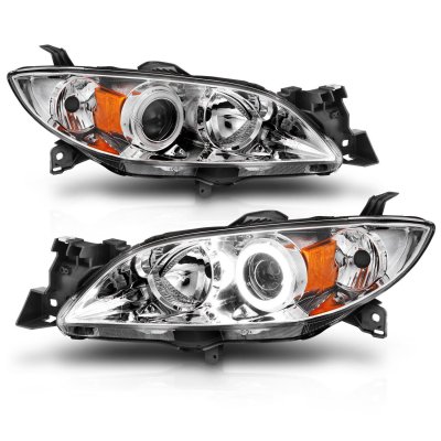 thumbnail image 2 of Left Side Halogen Projector Headlight Assembly For Mazda 3 2014-2016 - Black Housing, Clear Lens, With Bulbs 2 of 5