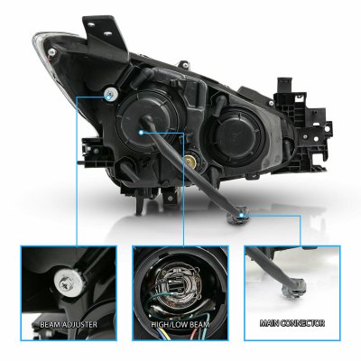 thumbnail image 2 of Pair Black Projector Headlights For 2014-2016 Mazda 3 (Halogen, Composite Assembly) 2 of 6