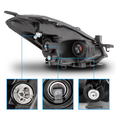 Nissan Altima Coupe 2010-2013 Projector Headlights Black
