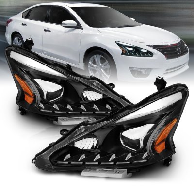Nissan Altima Sedan 2013-2015 Black Projector Headlights LED DRL