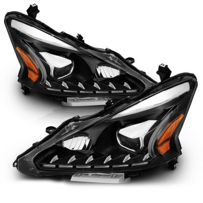 Nissan Altima Sedan 2013-2015 Black Projector Headlights LED DRL