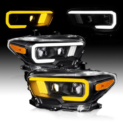 Toyota Tacoma TRD 2016-2023 Black Projector Headlights LED DRL Switchback Signals