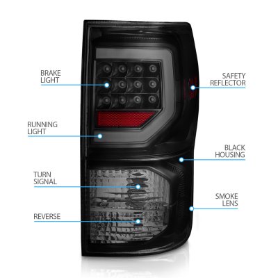 Toyota Tundra 2007-2013 Black Smoked LED Tail Lights Tube