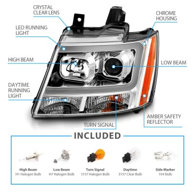 Chevy Avalanche 2007-2013 Projector Headlights DRL