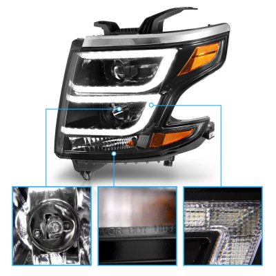 Chevy Suburban 2015-2020 Black Projector Headlights DRL