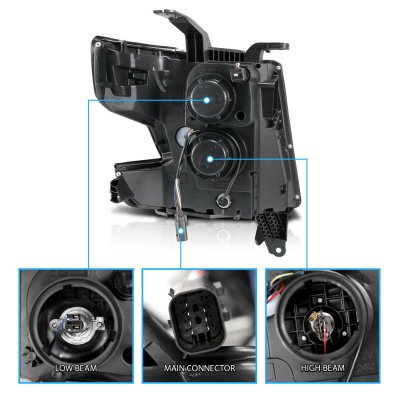Chevy Suburban 2015-2020 Black Projector Headlights DRL