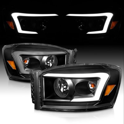 Dodge Ram 3500 2006-2009 Black Headlights DRL