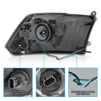 Dodge Ram 2500 2010-2018 Black DRL Headlights
