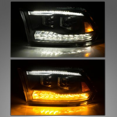 Dodge Ram 2009-2018 Black Dual Projector Headlights LED DRL