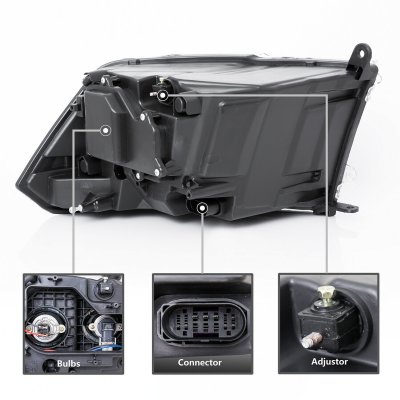 Dodge Ram 2009-2018 Black Dual Projector Headlights LED DRL